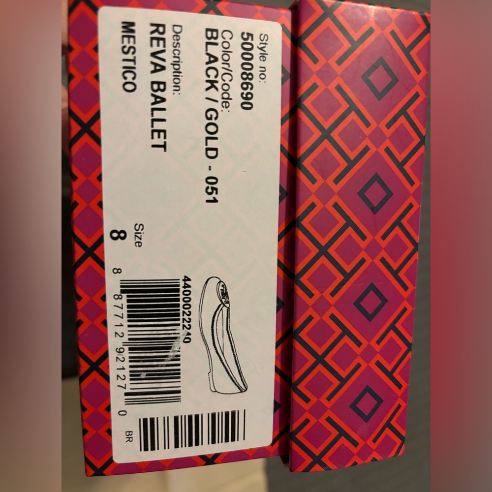 Tory Burch Black Reva Ballet Flats, NWT Size 8